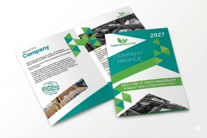 Company profile design cost in South Africa – mockup of modern profile